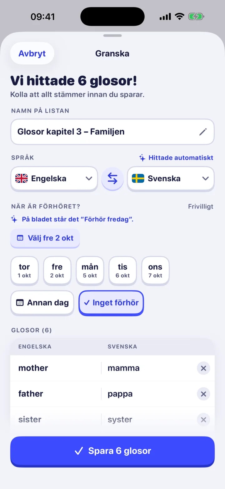 Glosor: appen har hittat sex glosor och språken automatiskt