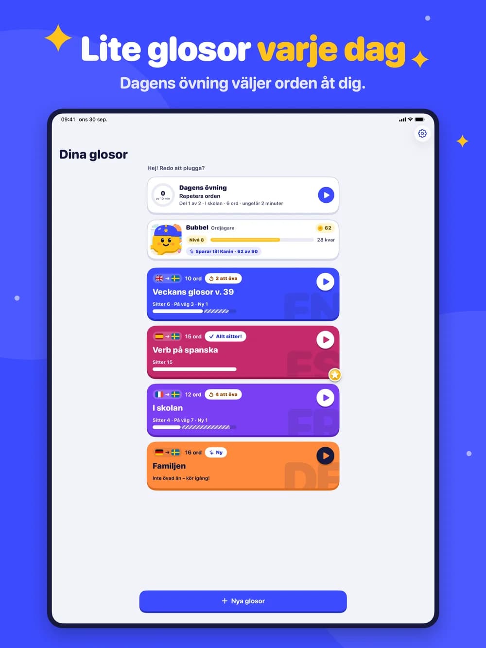 Glosor på iPad: Lite glosor varje dag