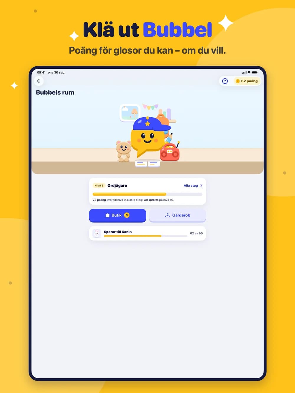 Glosor på iPad: Klä ut Bubbel