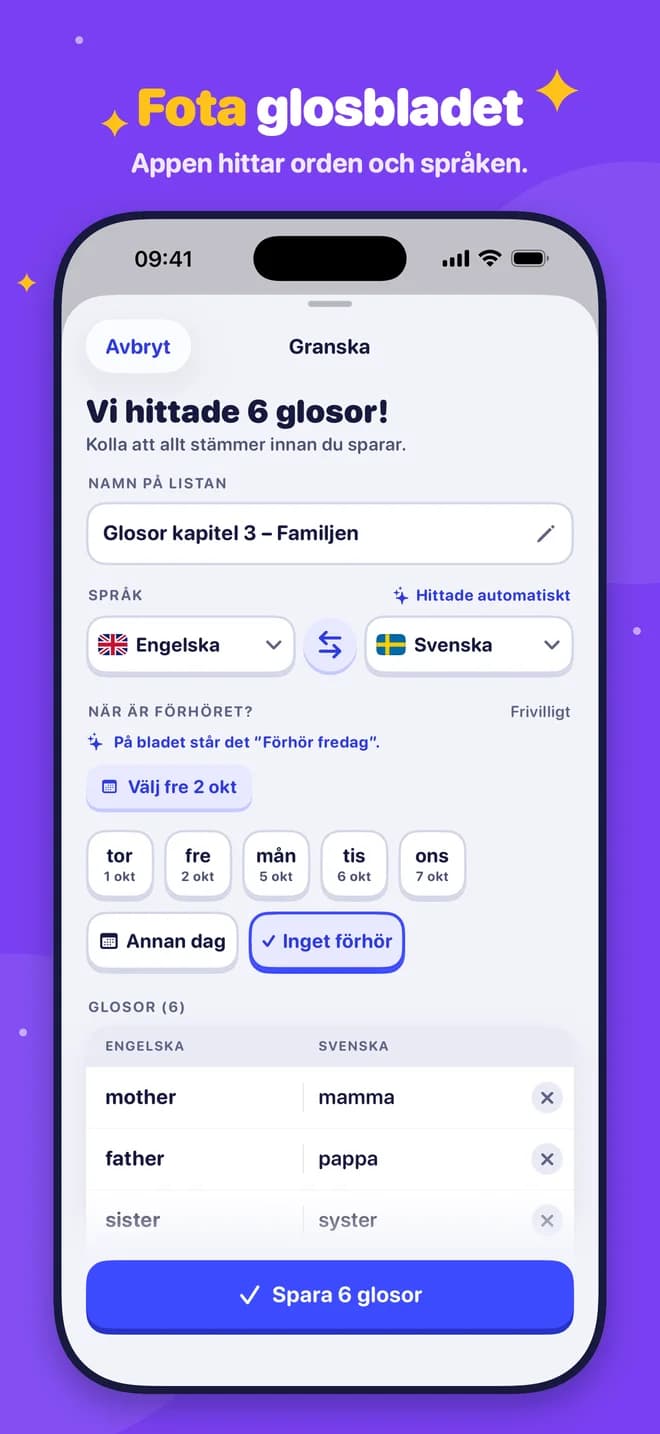 Fota glosbladet – Appen hittar orden och språken.