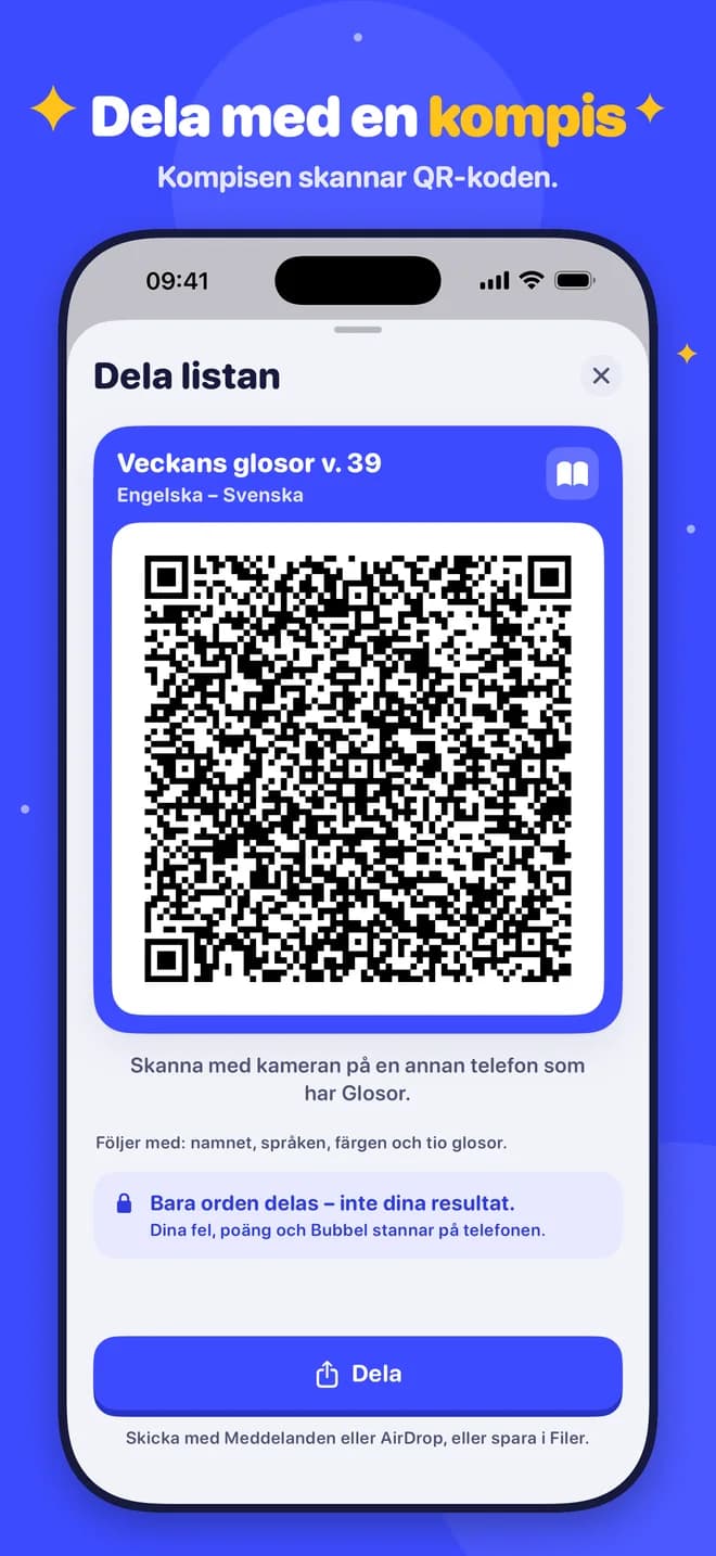 Dela med en kompis – Kompisen skannar QR-koden.